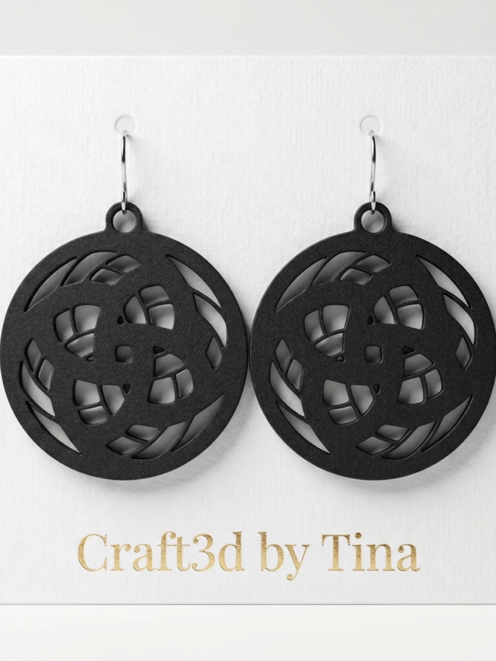 Black Celtic Cutout Circle Drop Earrings